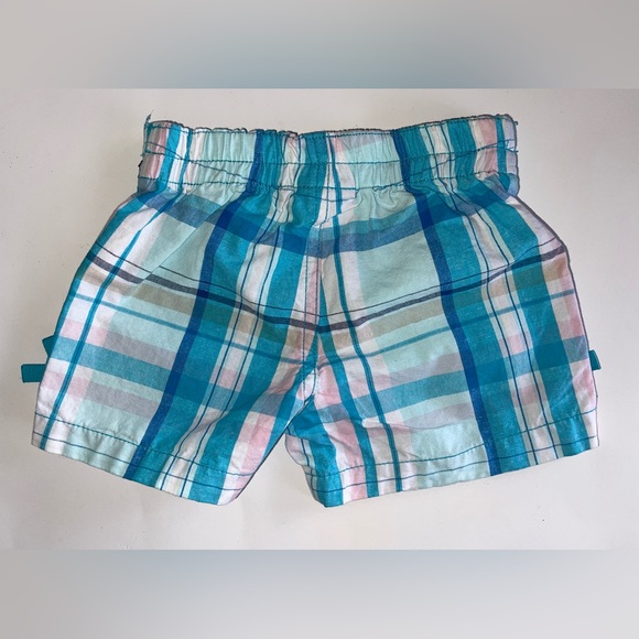 Faded Glory Blue Plaid Girls Shorts with Bows, Size 12 Months - Picture 2 of 3